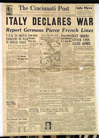 Italy declares war on GB and France.