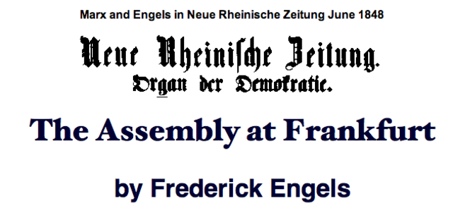 The Assembly at Frankfurt by Frederick Engels