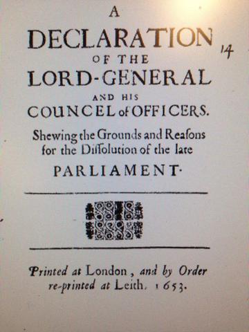Declaration by the Lord General and the Council on the Dissolution of the Late Parliament