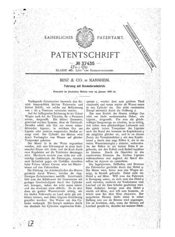 Karl Benz patents first automobile