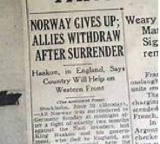 Norway surrenders to the Nazis