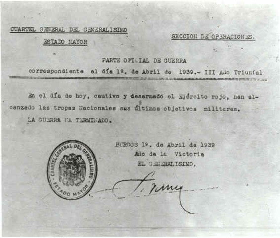 Parte de guerra de Francisco Franco