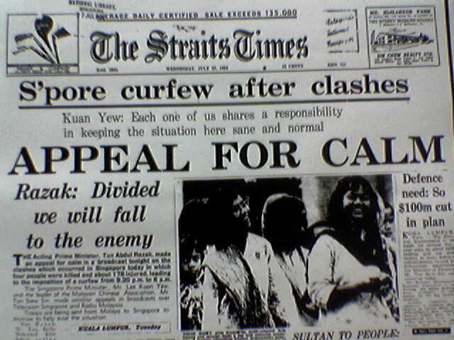 Race Riots in Singapore