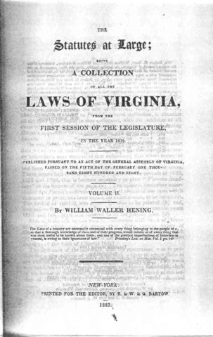 Virginia creates slave code