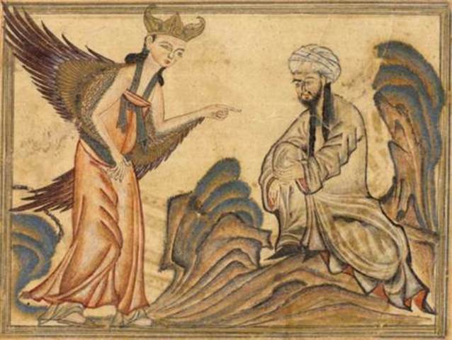 Muhammad receives first vision in a cave near Mecca