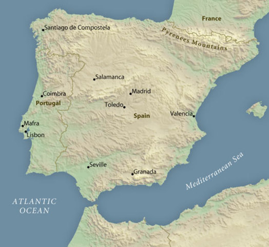 Muslims take control of Iberian peninsula