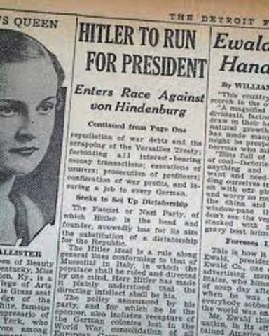 HItler runs for presidency