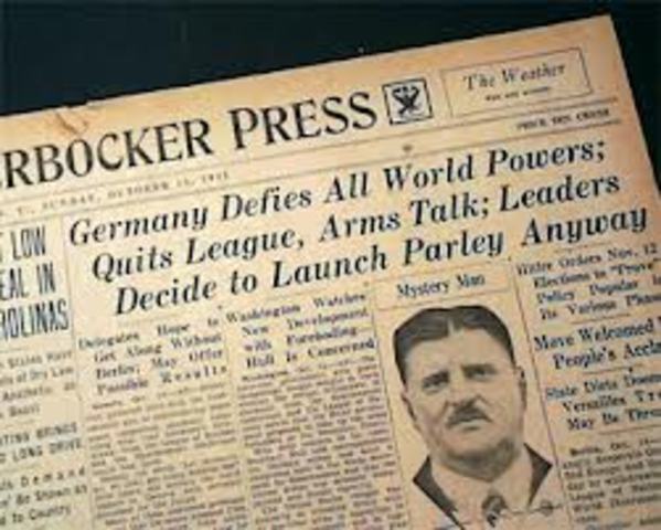 Hitler Announces German withdrawl from the League of Nations