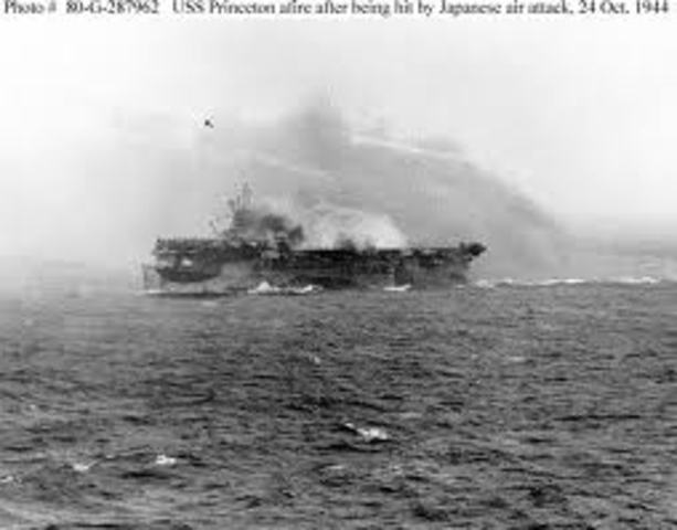 The start of the Battle of Leyte Gulf