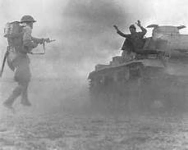 British and US forces defeat German and Italian armies in North Africa