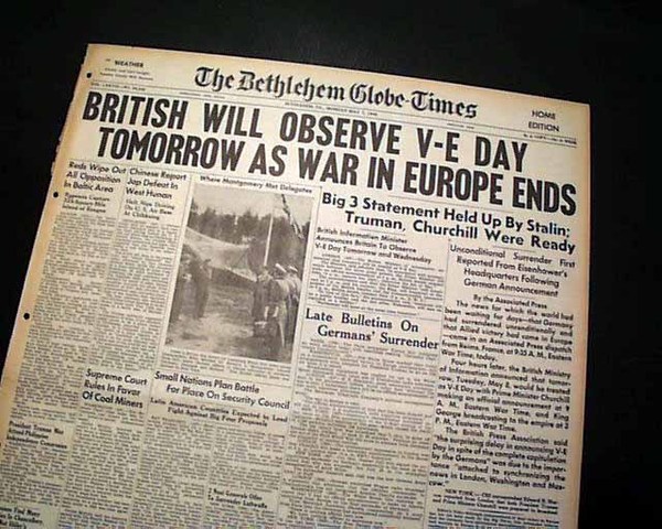 V-E Day, war ends in Europe
