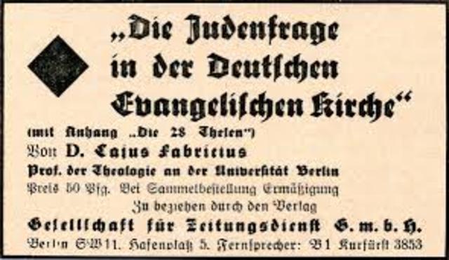 First Anti-Semitic Law is passed in Germany