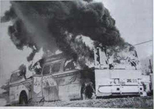 Freedom Riders attaked in Anniston Al