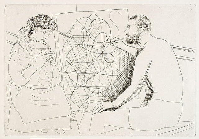 Pablo Picasso, Painter and knitting Model, 1927