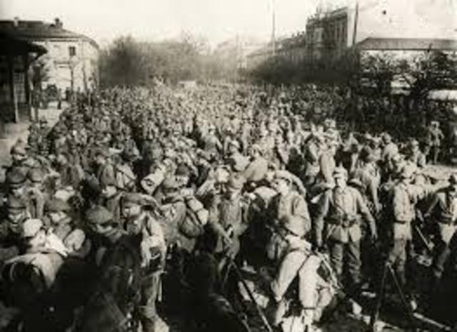 Men go out for a battle.