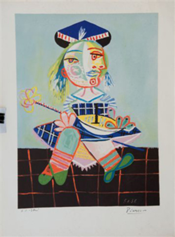 Σε γνωστά έργα μεγάλων ζωγράφων γίνονταν ανατυπώσεις σε περιορισμένα αντίτυπα.Π.Πικάσο''παιδί με παιχνίδια'' λιθογραφία