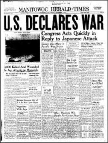 U.S declares war on Japan