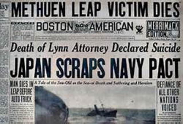 Japan renounces the Washington London Naval Treaties they previously agreed to.