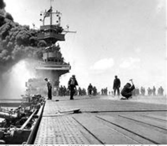 Battle of Midway, Japanese Fleet turned back with heavy losses.