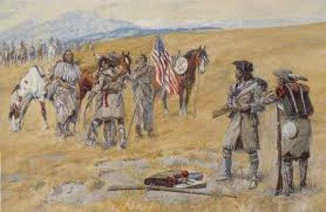 Sacagawea meets the Shoshone chief,her long-lost brother