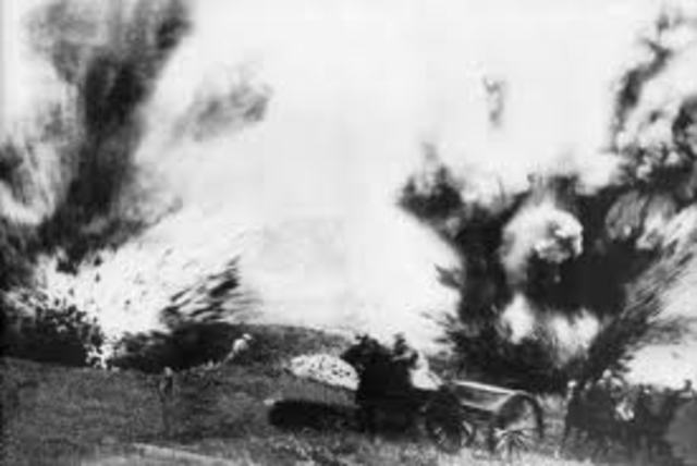 The soldiers get bombarded.