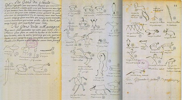 Traite de paix avec les Iroquois. La carte montre l'etendue de l'Empire francais en Amerique du Nord. Mais il n'etait presque pas habite. Pour controler la region, il falliait que la France puisse la defendre.
