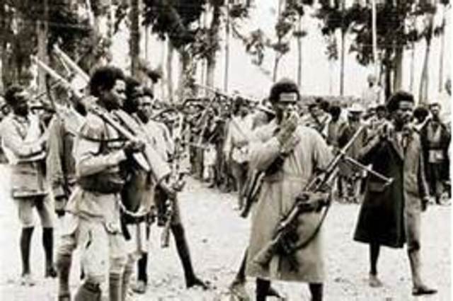 Mussolini and the Italian army invades Ethiopia