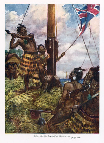1844–5  Heke cuts down the flagpole