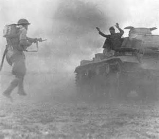 British and US forces defeat German and Italian armies in North Africa