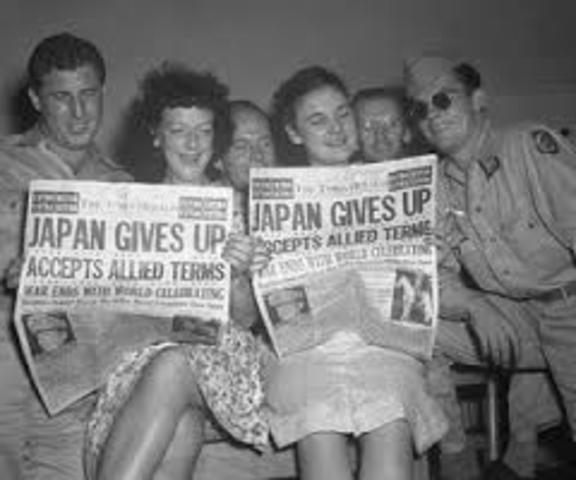 1945 Aug. 14th&nbsp;– V-J Day, Japan surrenders to Allied Forces