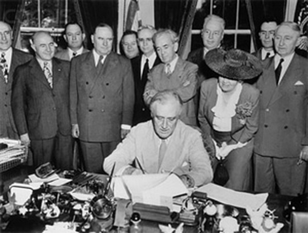 President Roosevelt signs act