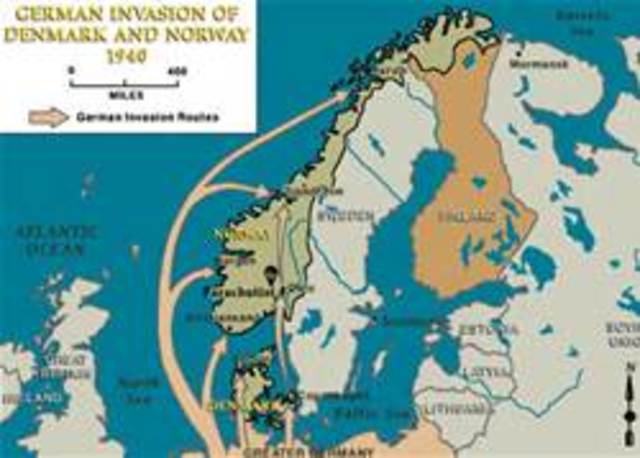 Nazis invade Denmark, Norway, the Netherlands, Luxembourg and Belgium – take control