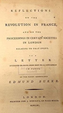 Burke publishes Reflection on the Revolution in France