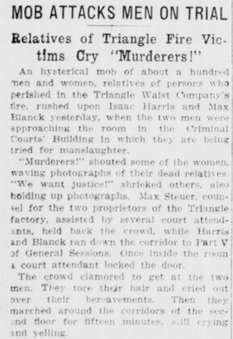 Angry crowd of supporters shout "Murderers! Muderers!" at Harris and Blanck