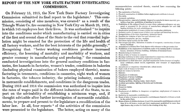Factory Investigating Commission in New York created