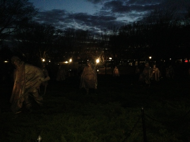 Now for the Koran memorial. Theres statues of korean soldiers. Also theres a wall that reflect the soliders,and on the wall they have pictures of solider on it!