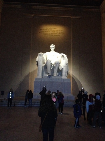 The lincoln memoiral is in front of he reflecting pool. Also the statue is 19 feet tall! After the Lincoln memorial you back to the hotel and pack ypur bags for tommorow trip back home.