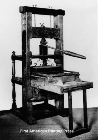 First press in what would become U.S. (Harvard College)