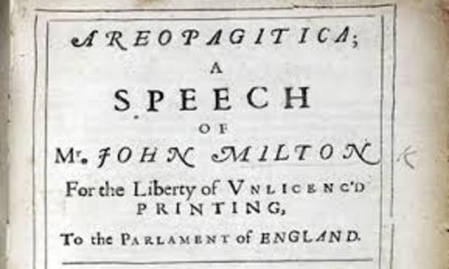 1644 – John Milton denounces licensing of the press in Areopagitica