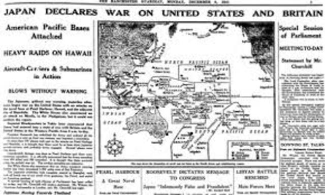 Japanese declare war on USA.