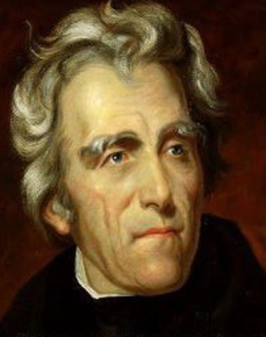 President Andrew Jackson vetoes the U.S. Bank's recharter.