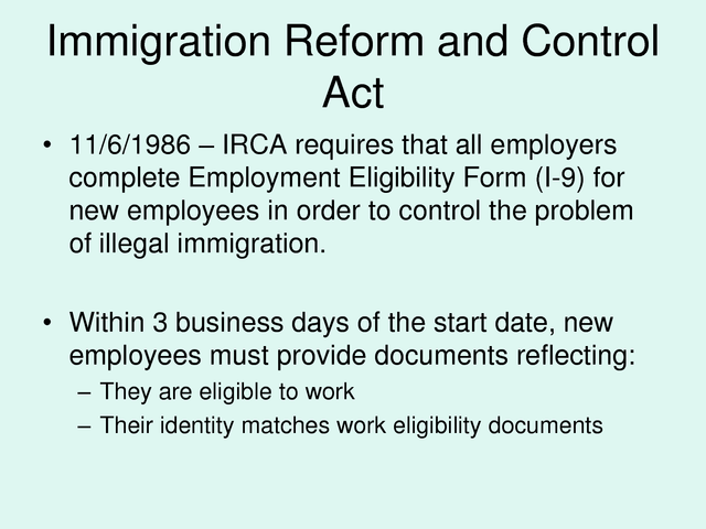 Immigration Reform Control