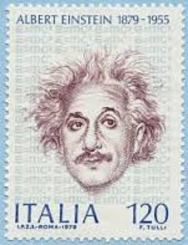 A stamp celebrating the 100 year anniversary of Einstien's birth.