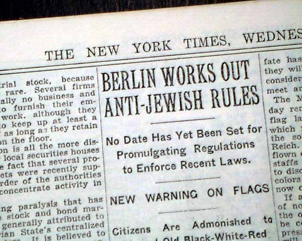 First Anti-Semitic Law is passed in Germany