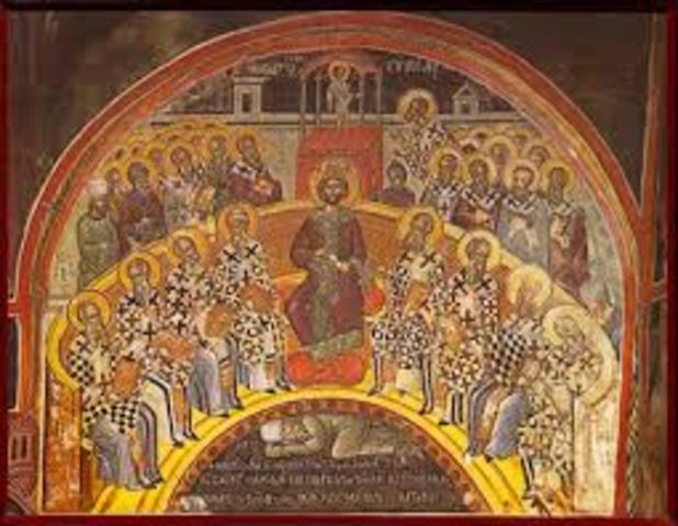 Constantine convenes the First Council of Nicaea.