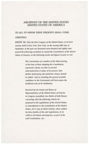 The 27th Amendment was ratified