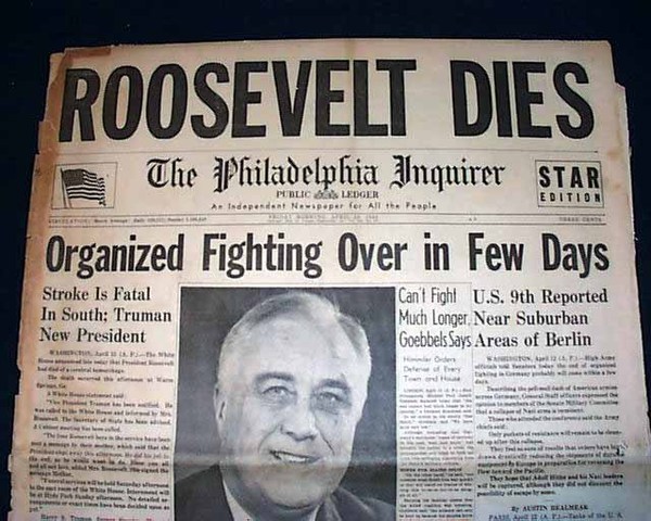 President roosevelt dies