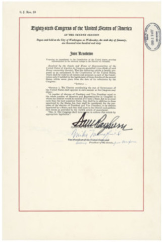 The 23th Amendment was ratified