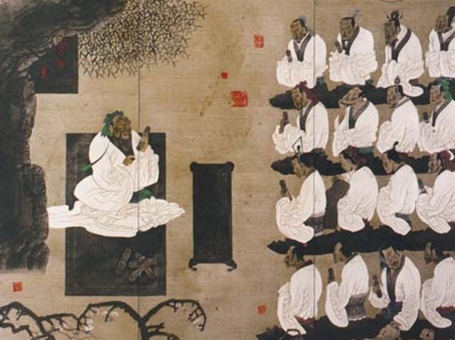 Confucius starts a private school and began to teach.