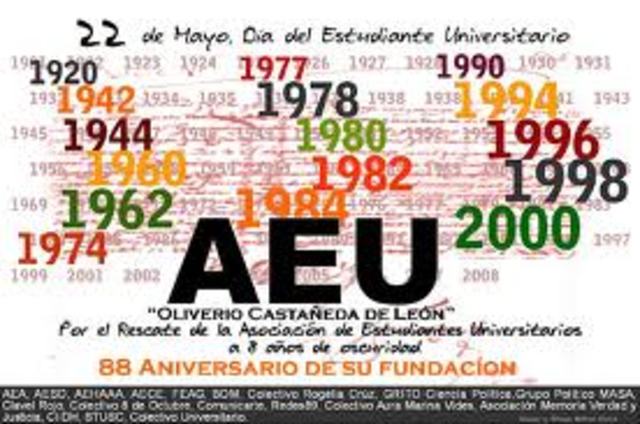 Junto a otros compañeros funda la Asosiacion de Estudiantes Unionistas (AEU)
